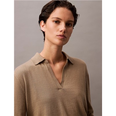 Extra Fine Merino Blend Polo Sweater
