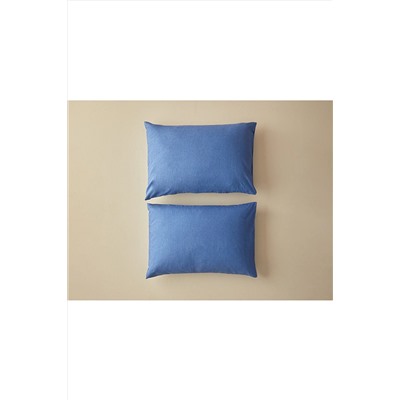English Home Textured Plain Kolay Ütülenir 2'li Yastık Kılıfı 50x70 Cm Mavi 10040366