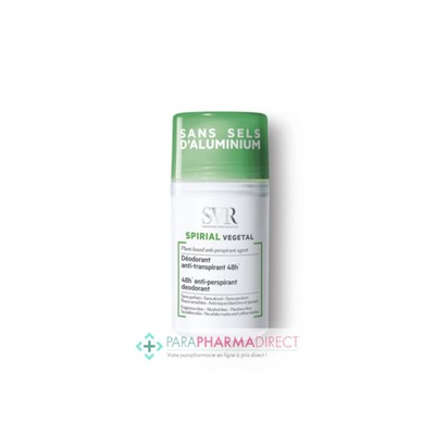SVR Spirial Végétal Roll-On Déodorant Anti-Transpirant Intense 48H Sans Sels d'Aluminium 50ml