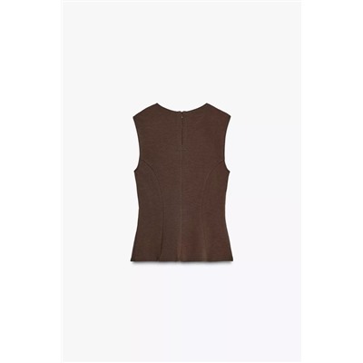 INTERLOCK PEPLUM TOP