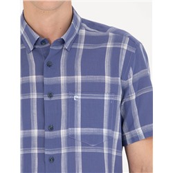 Lacivert Regular Fit Kısa Kollu Gömlek