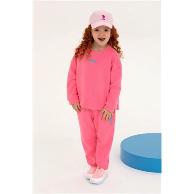 Çocuk Pembe Basic Bisiklet Yaka Sweatshirt