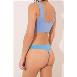 Tanga lisa algodón azul