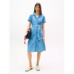 Belted Chambray Midi Shirtdress
