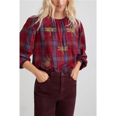 Blusa loose tartán