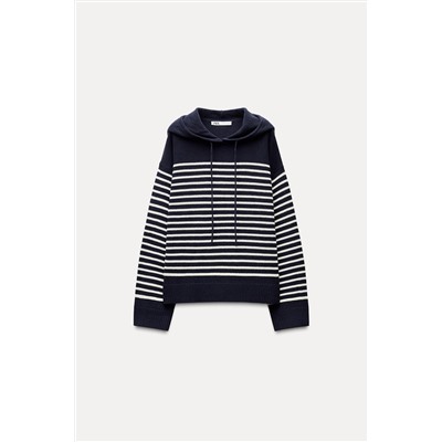 STRIPED KNIT HOODIE