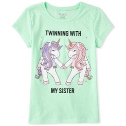 Girls Glitter Unicorn Matching Graphic Tee