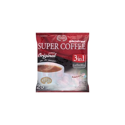 Растворимый тайский кофе "3 в 1" от Super Coffee 25 пакетиков-саше по 20 гр / Super Coffee Original 3 In 1 Coffee Mix 20g x 25