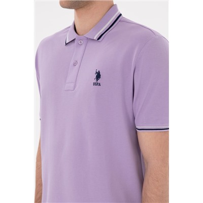 Erkek Regular Fit Polo Yaka Lila Basic Tişört