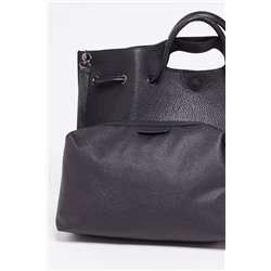 Bolso de piel y neceser Prun Negro
