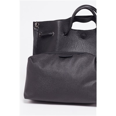 Bolso de piel y neceser Prun Negro