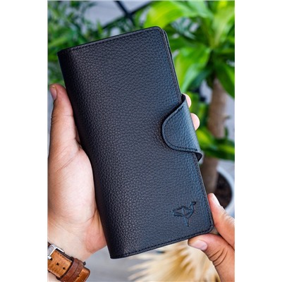 Garbalia, Unisex Siyah Hakiki Deri Portföy Cüzdan