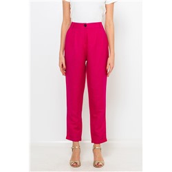 Pantalón carrot de lino Fucsia