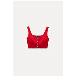 BUSTIER TOP WITH RHINESTONE BUTTONS