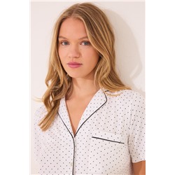 Pijama camisero Capri lunares blanco