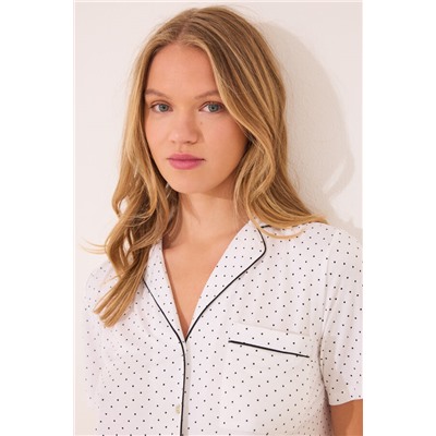 Pijama camisero Capri lunares blanco