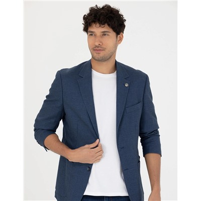 Açık Lacivert Slim Fit Blazer Ceket
