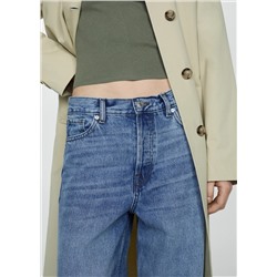 Jeans wideleg loose tiro medio