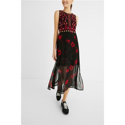 Vestido midi slim cortes