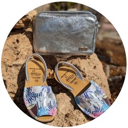 Avarca menorquina · 404AV Blanco+Pelle 21-20 (370) plata АКЦИЯ