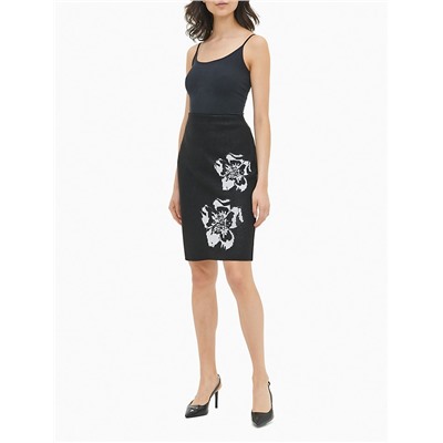 FLOWER PENCIL SWEATER SKIRT