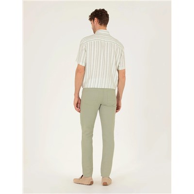 Açık Yeşil Slim Fit Kanvas Pantolon