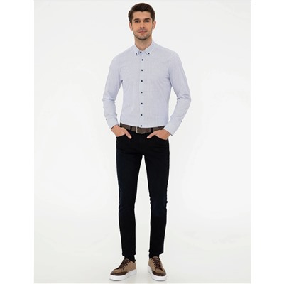 Lacivert Slim Fit Uzun Kollu Gömlek