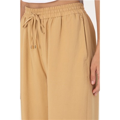 Kadın Camel Loose Relax Fit Kanvas Pantolon