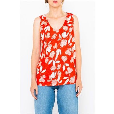 Camiseta de tirantes de lino Rojo