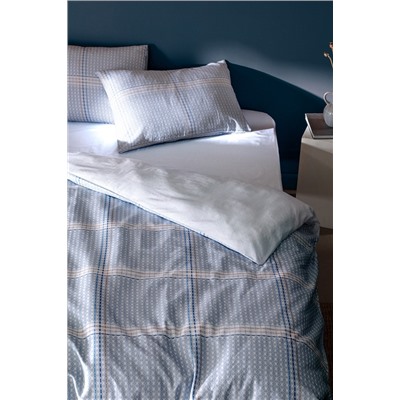 Klaw King Size %100 Pamuk Ranforce Baskılı Nevresim Takımı - Mavi