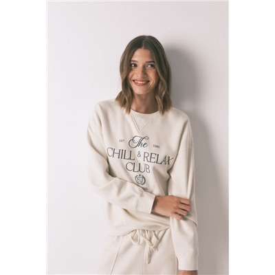 Sudadera felpa algodón blanco