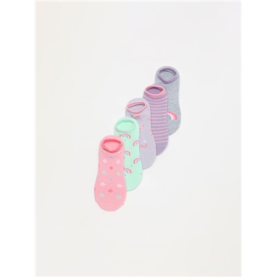 PACK OF 5 PAIRS OF PRINTED NO-SHOW SOCKS.
