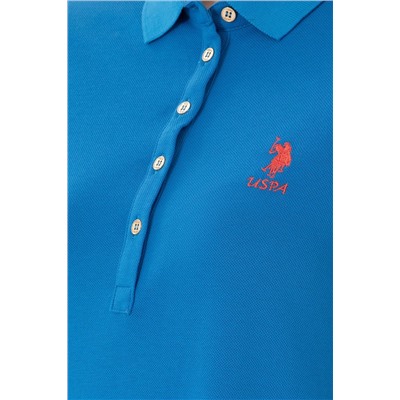 Kadın Saks Polo Yaka Mini Boy Örme Elbise