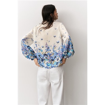 PRINTED BLOUSE WITH TIED DETAIL