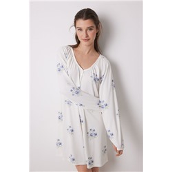 Camisón midi tejido suave flores blanco
