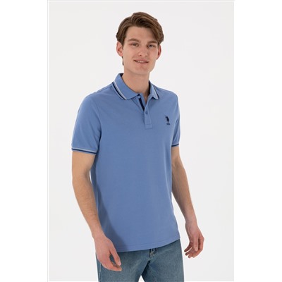 Erkek Regular Fit Polo Yaka Koyu Mavi Basic Tişört