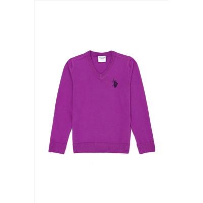 Kız Çocuk Violet Basic V - Yaka Kazak