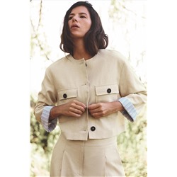 LINEN BLEND CROPPED JACKET