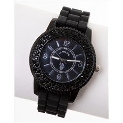 WOMEN'S BLACK EMBELLISHED ANALOG DIAL WATCH