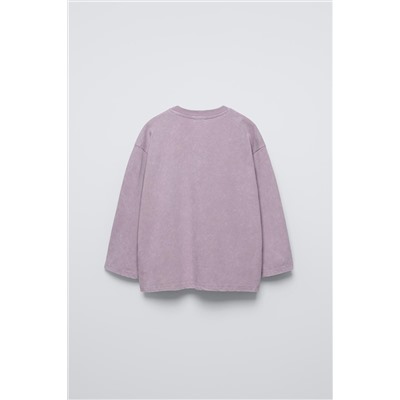 WASHED-EFFECT T-SHIRT WITH DIAMANTES