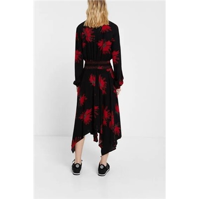 Vestido evasé manga larga