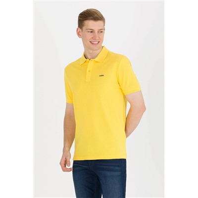 Erkek Koyu Sarı Basic Polo Yaka Tişört