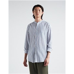 Linen Blend Shirt, Men, Dark Blue