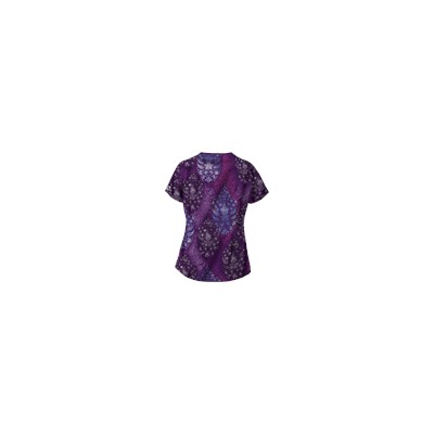 UA Paisley Bliss Eggplant Mock Crossover Scrub Top