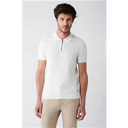 Avva Erkek Beyaz Polo Yaka Serin Tutan Jakarlı Ribanalı Standart Fit Normal Kesim Triko T-shirt A31y5135 A31Y5135