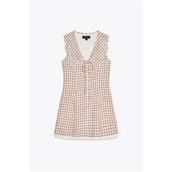 GINGHAM CHECK MINI DRESS WITH PETER PAN COLLAR