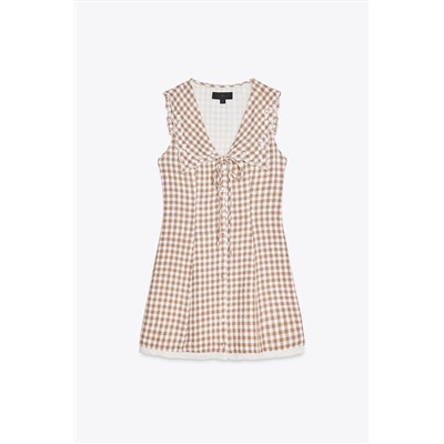GINGHAM CHECK MINI DRESS WITH PETER PAN COLLAR