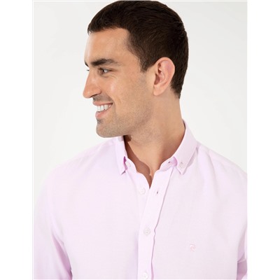 Pembe Slim Fit Oxford Gömlek