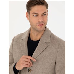 Bej Ex. Slim Fit Kaşe Kaban