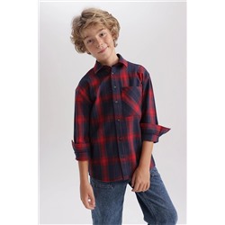 Defacto Erkek Çocuk Oversize Fit Polo Yaka Flanel Uzun Kollu Gömlek A4451A823AU